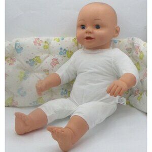 Realistic Baby Doll 18" White Cloth Body Vinyl limbst Awake/Asleep Blue Eyes Pol